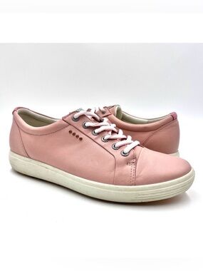 Ecco Causal Women Spikeless Golf Shoe Pink Leather Size 9 Wide EU 40